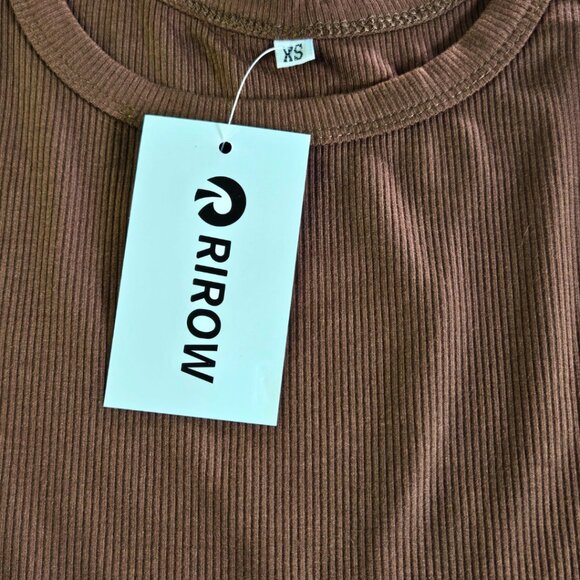 Brown Ribbed Sleeveless Fitted Tank Top - XSmall - Picture 2 of 4